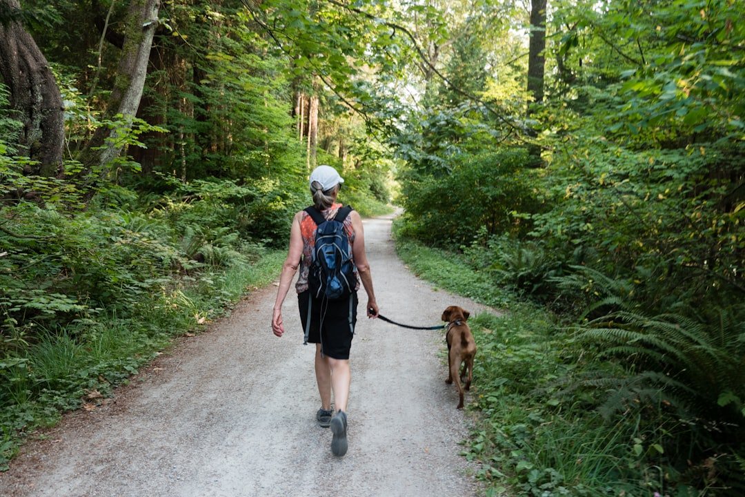 Woman walking with her dog
